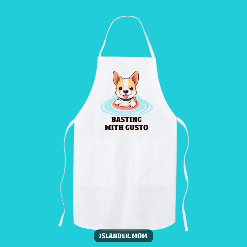 Funny Paddling Dog Apron - Lagoon Pup, Kitchen Water Fun Gift