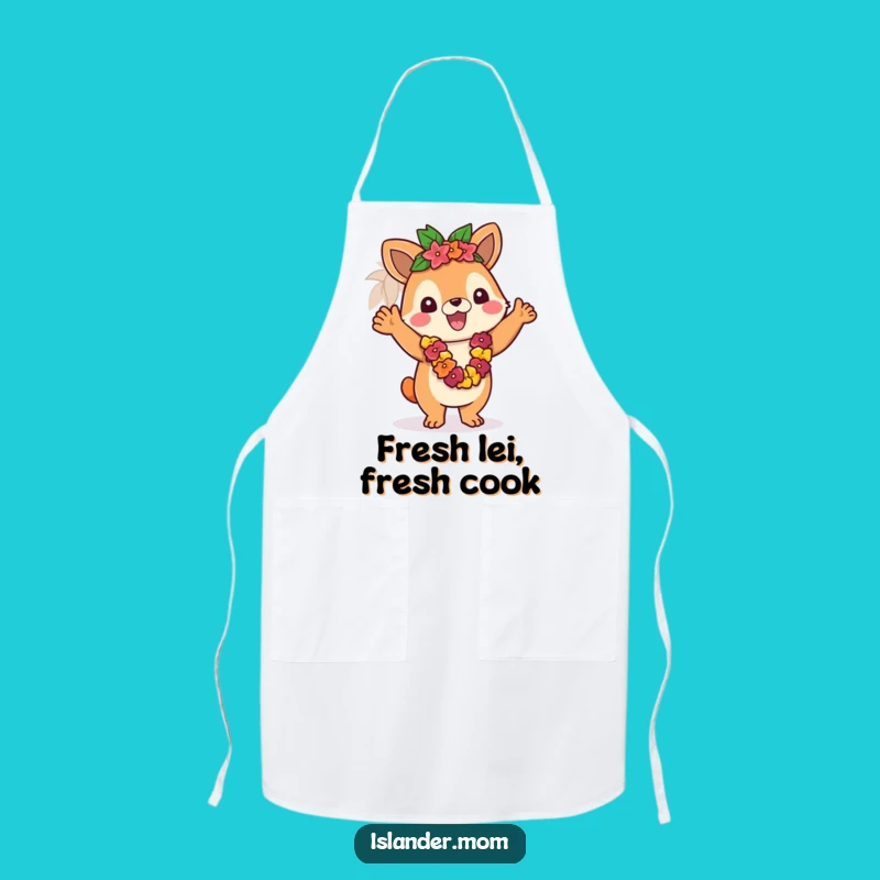 Funny Islander Lei Greeting Apron - Tropical Kitchen Welcome Gift