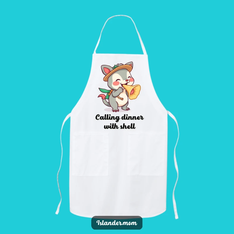 Funny Islander Animal Apron: Conch Shell Blower for Tropical Kitchen Fun