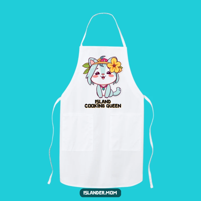 Funny Islander Mom Apron: Cheerful Aloha, Flower Ear, Kitchen Fun