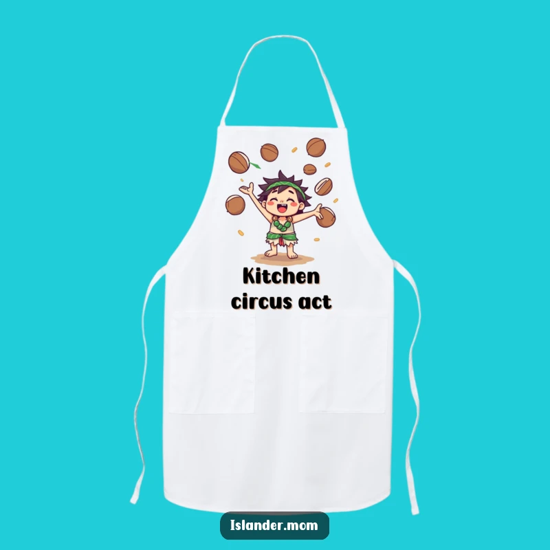 Funny Kawaii Islander Coconut Juggling Apron: Playful Kitchen Fun & Gift