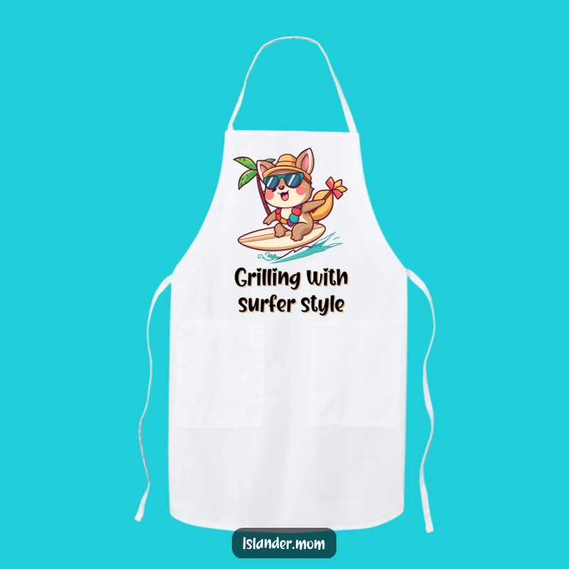 Funny Islander Animal Apron: Cheerful Surfer for Beach BBQ Fun