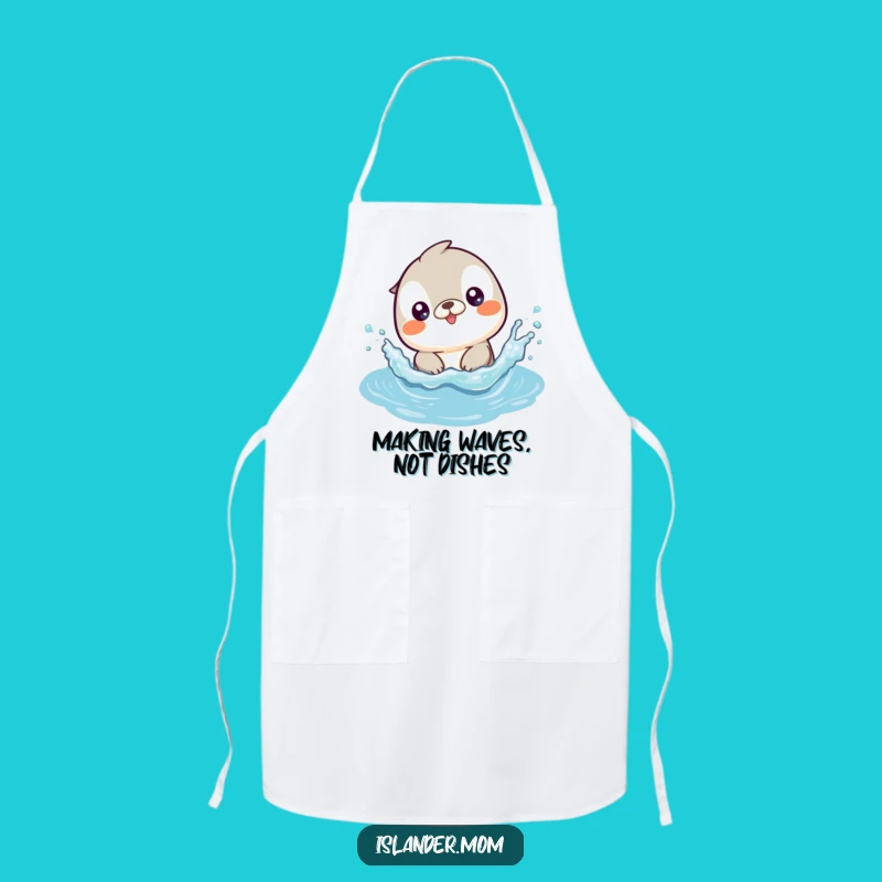 Funny Kawaii Islander Animal Splashing Apron: Kitchen Fun & Beach Cook Gift!