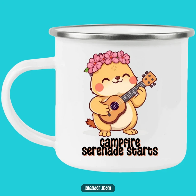 Funny Kawaii Animal Ukulele Camping Mug: Campfire Songs & Island Humor Gift!