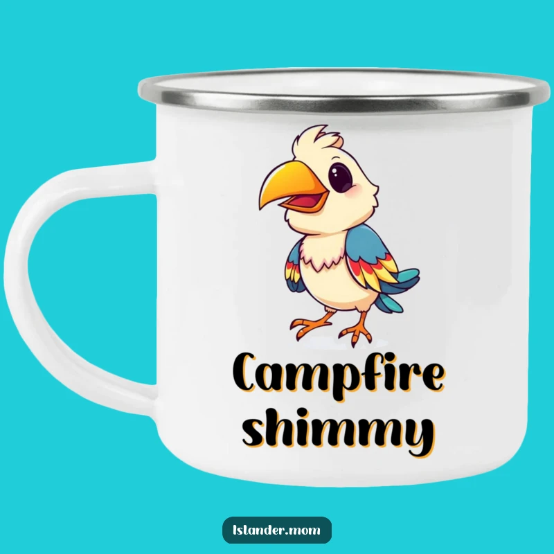 Funny Bird Shimmy Camping Mug: Island Adventures and Colorful Sips