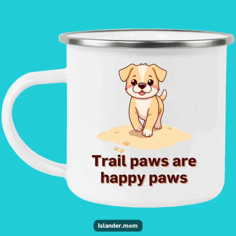 Funny Dog Beach Paw Prints Camping Mug: Coastal Adventures and Canine Companions