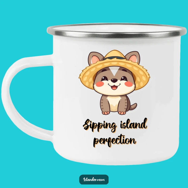 Funny Islander Animal Camping Mug: Tropical Smiles and Straw Hat Adventures