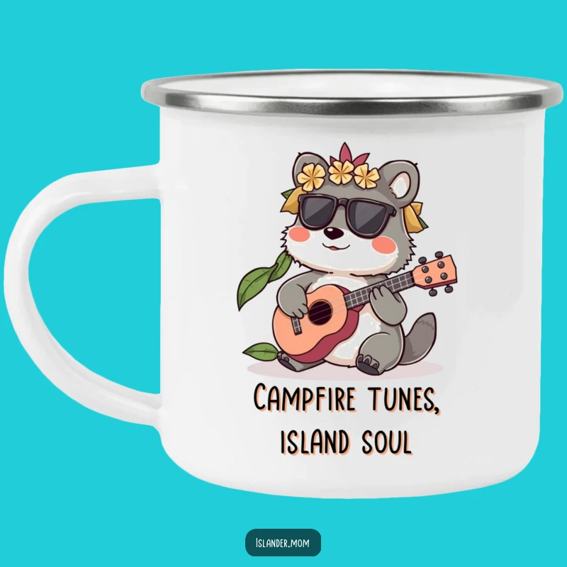 Funny Islander Animal Camping Mug: Ukulele Player for Musical Adventures