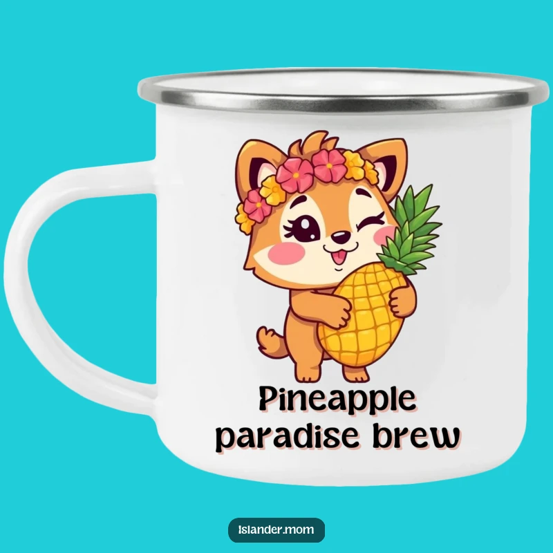 Funny Islander Animal Winking Pineapple Camping Mug - Comical Outdoor Drinkware Gift