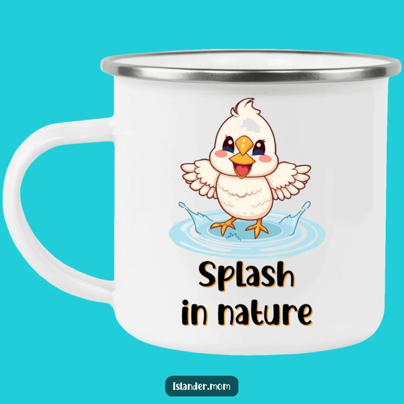 Funny Mama Bird Camping Mug: Lagoon Splash and Joyful Adventures