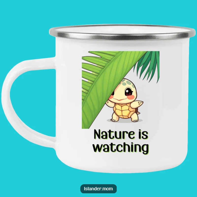 Funny Turtle Peek Camping Mug: Island Adventures and Gentle Sips