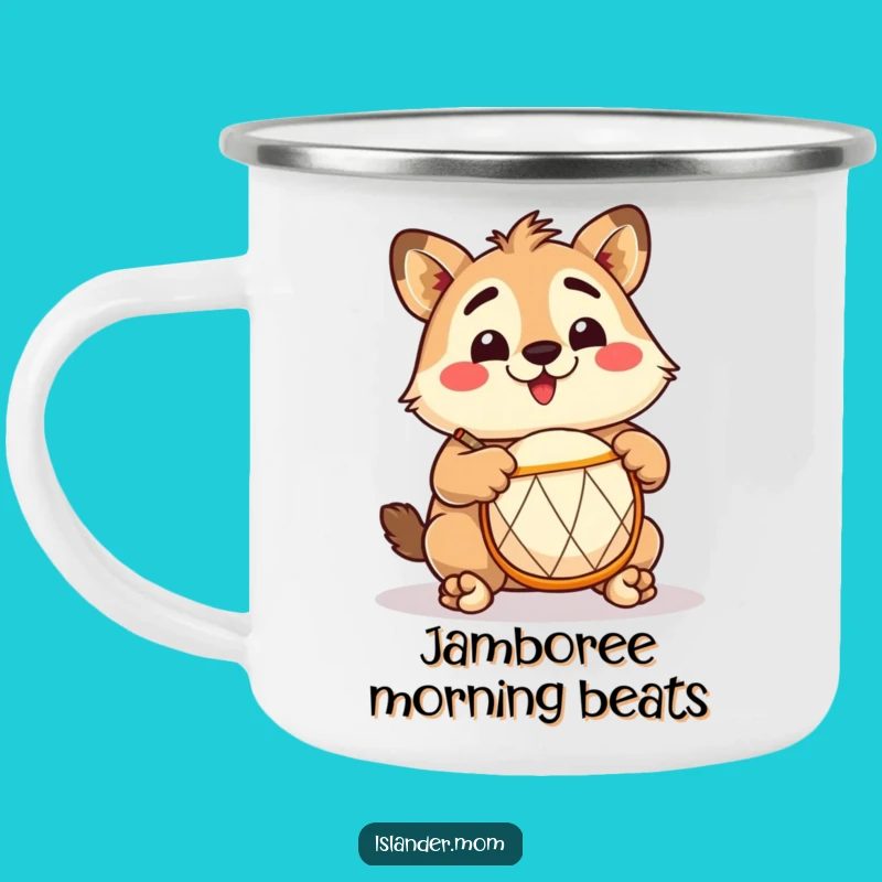Funny Islander Drummer Camping Mug: Tropical Rhythm Cup, Perfect Outdoor Gift
