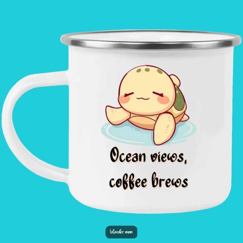 Funny Sea Turtle Zen Camping Mug: Durable Relaxed Ocean Funny Gift