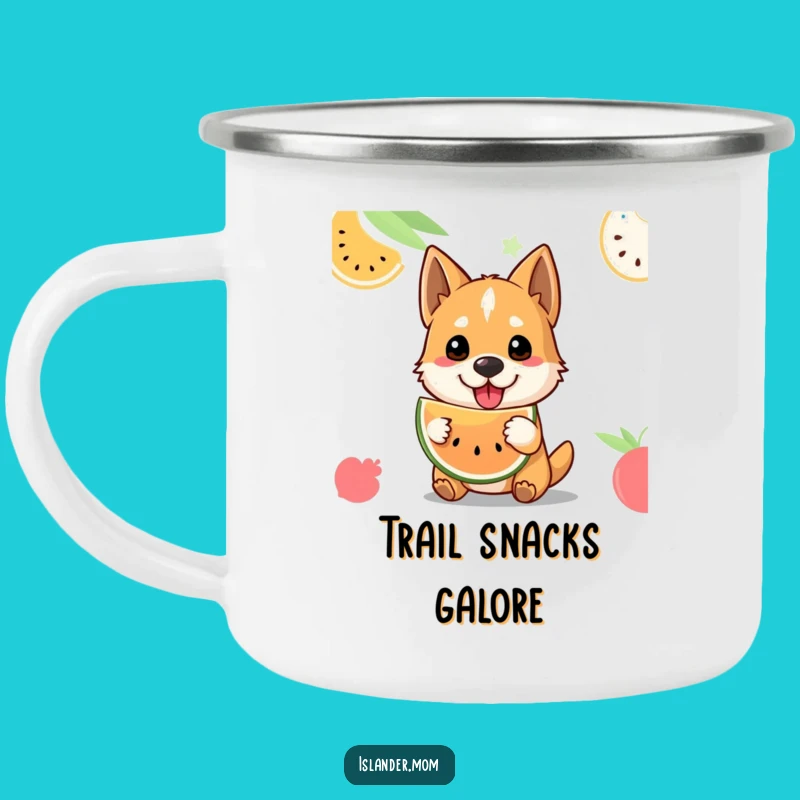 Funny Tropical Fruit Dog Camping Mug - Welcoming Pup, Island Adventure Gift