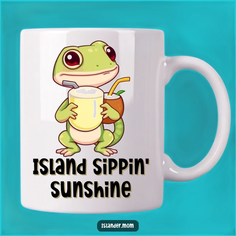 Funny Island Gecko Mug: Tropical Vibes with a Coconut Drink