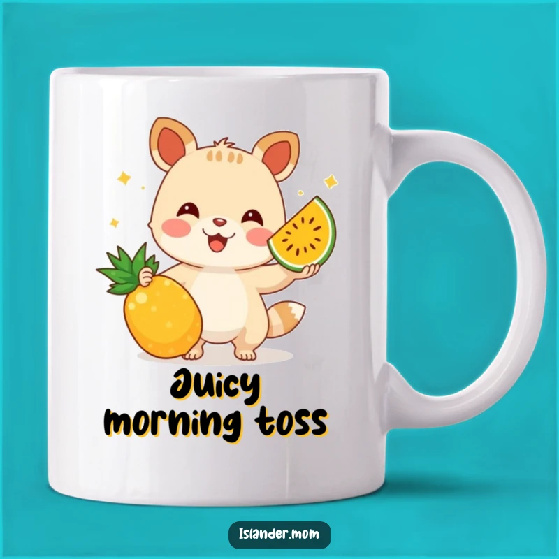 Funny Juggling Fruit Animal Mug: A Hilarious Sip of Tropical Skill and Fun