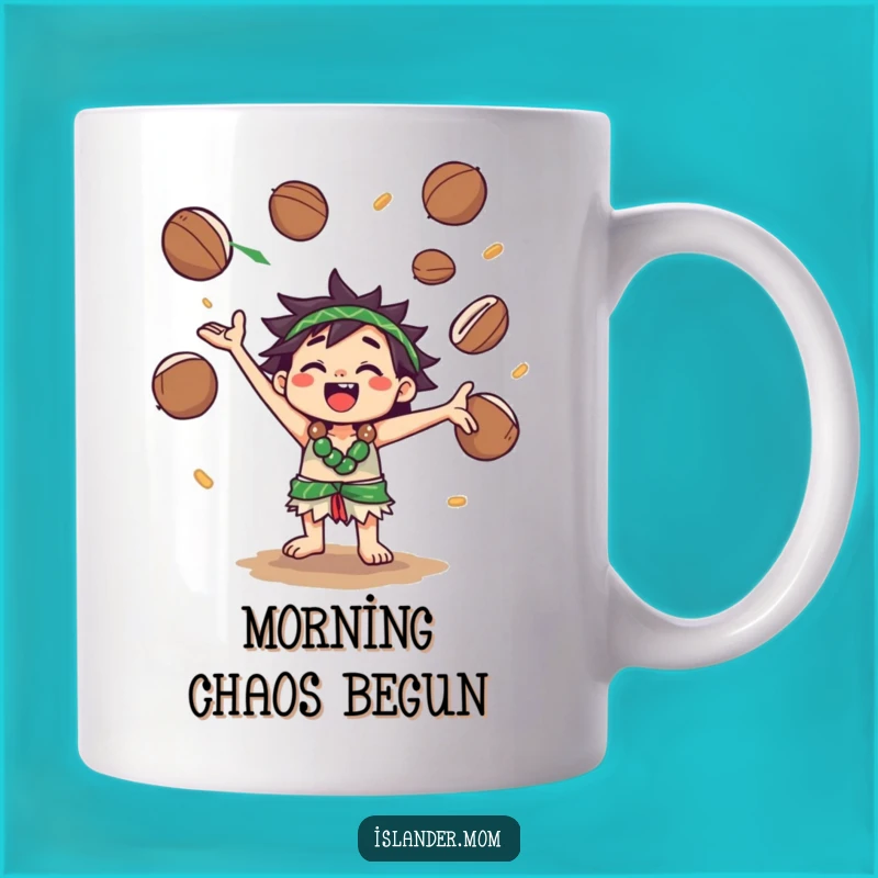 Funny Kawaii Islander Coconut Juggling Mug: Hilarious Island Character Gift Idea