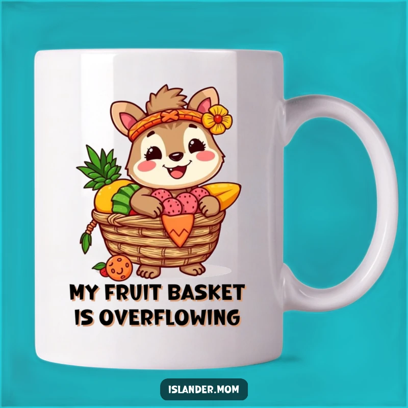 Funny Islander Animal Mug: Tropical Fruit Basket, Perfect Hilarious Gift for Fruit Lovers