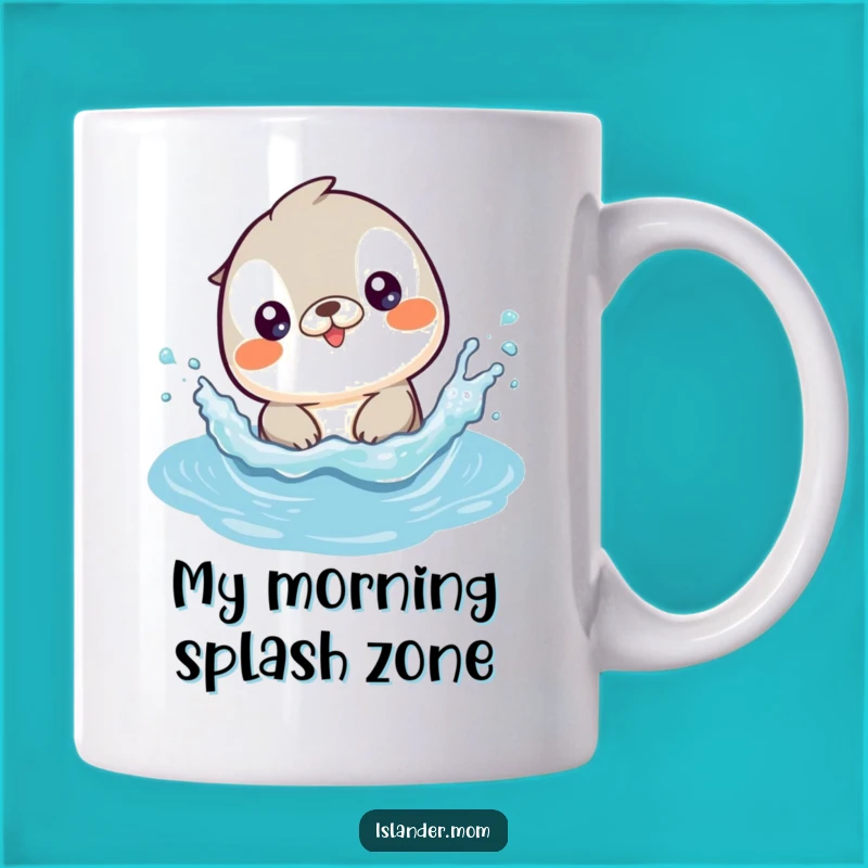 Funny Kawaii Islander Animal Splashing Waves Mug: A Hilarious Beach Gift!