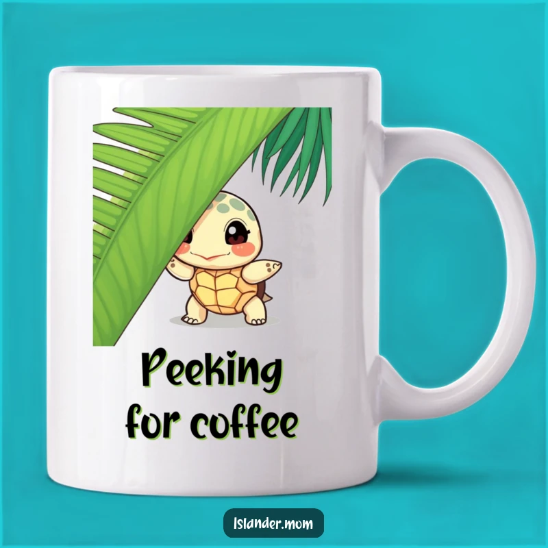 Funny Turtle Peek Mug: Curious Island Dweller's Morning Brew