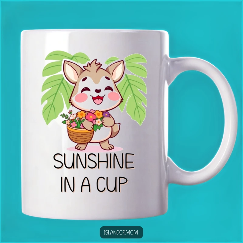 Funny Islander Animal Mug: Flower Basket Smile, Perfect Tropical Humorous Gift