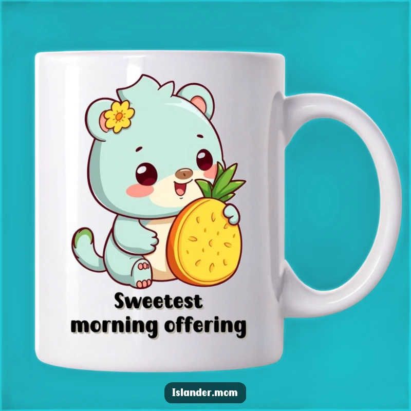 Funny Kawaii Islander Pineapple Mug: Tropical Animal Art, Sweet Funny Gift for Vacation Vibes
