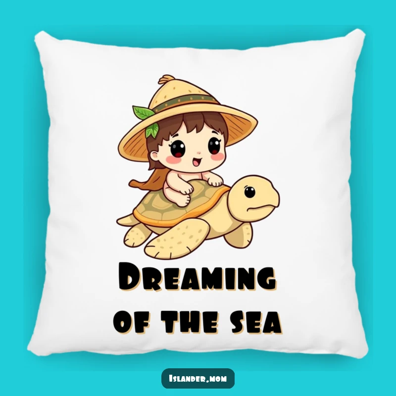 Funny Islander Turtle Rider Pillow: Tropical Sea Comfort, Perfect Humorous Accent