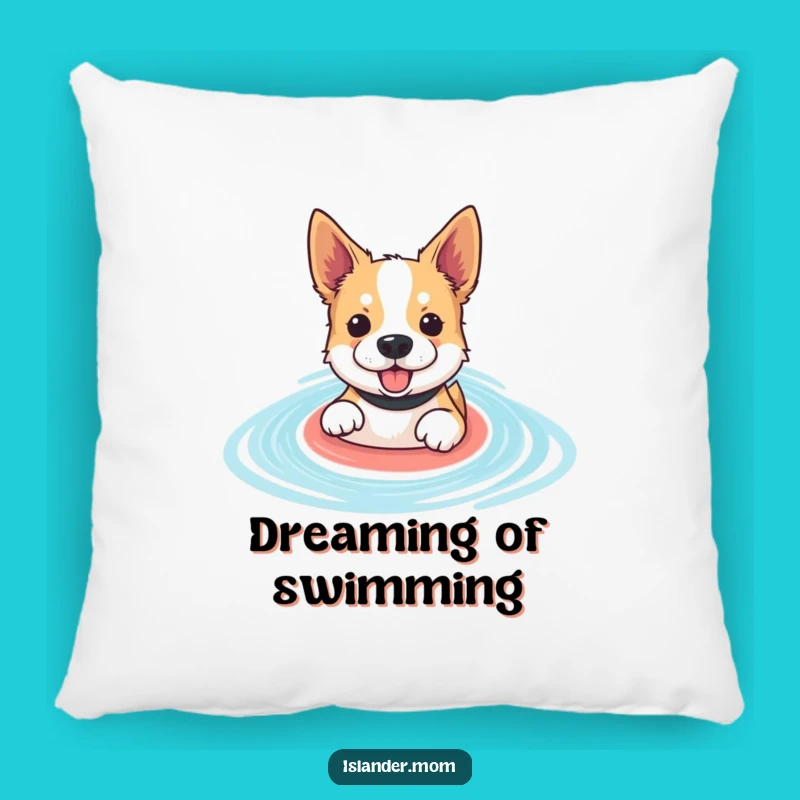 Funny Paddling Dog Pillow - Cozy Lagoon Pup, Beach Accent Gift