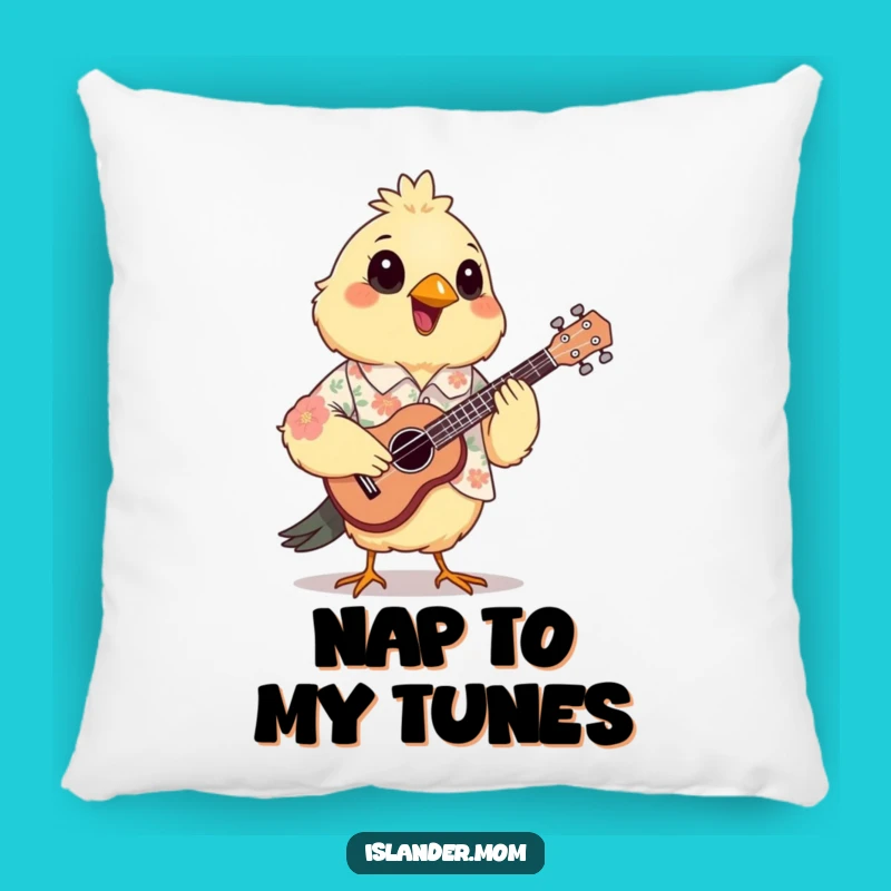 Funny Mama Bird Pillow: Floral Comfort and Happy Ukulele Melodies
