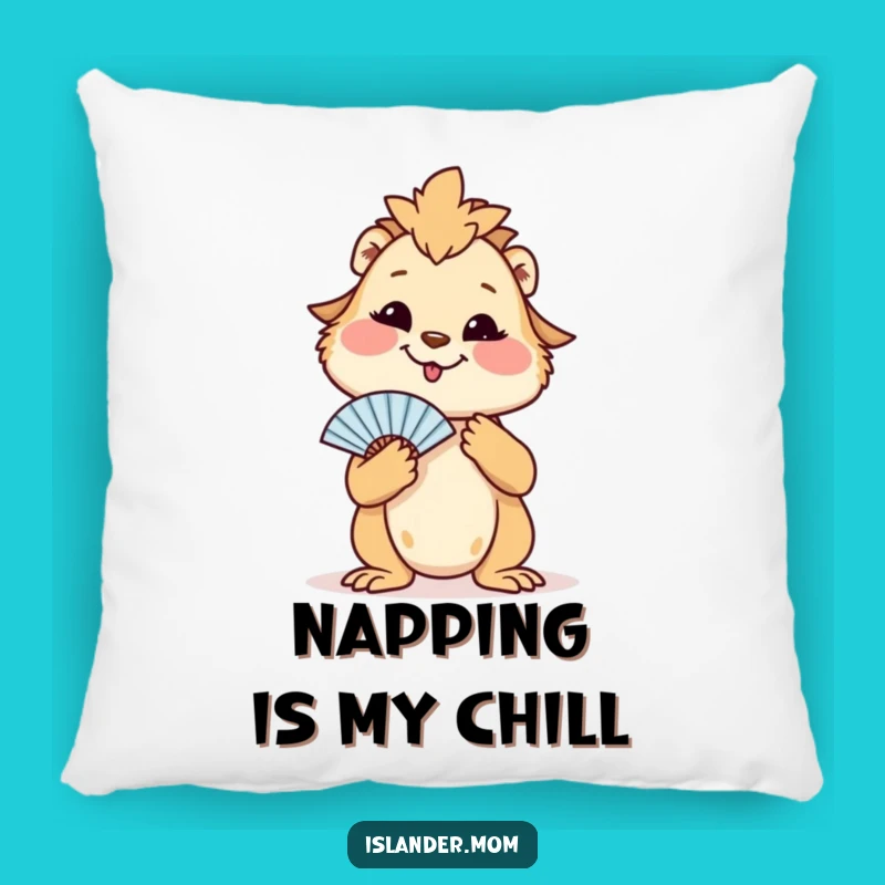 Soft Funny Islander Mom Animal Pillow: Fanning Smile, Comfy Tropical Accent