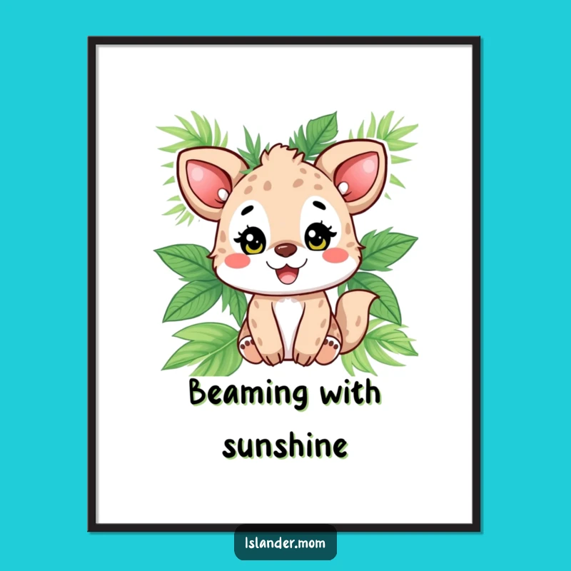 Funny Animal Palm Leaf Digital Art: Instant Tropical Wall Decor