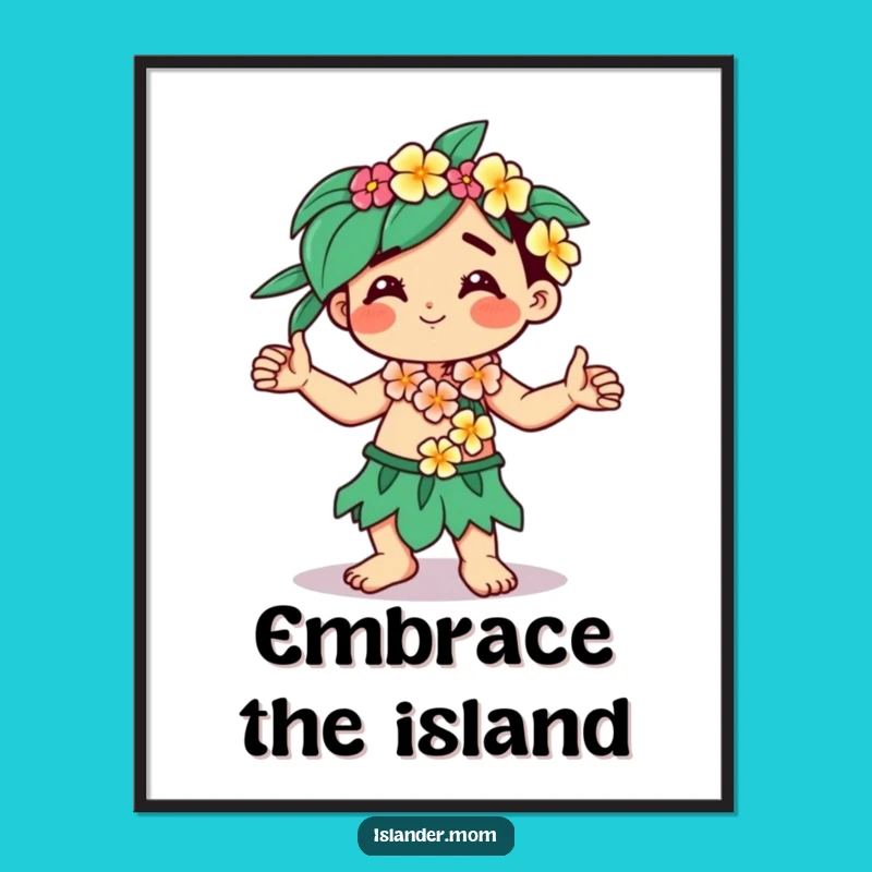 Funny Kawaii Islander Digital Art Print: Tropical Dancer Wall Art Download