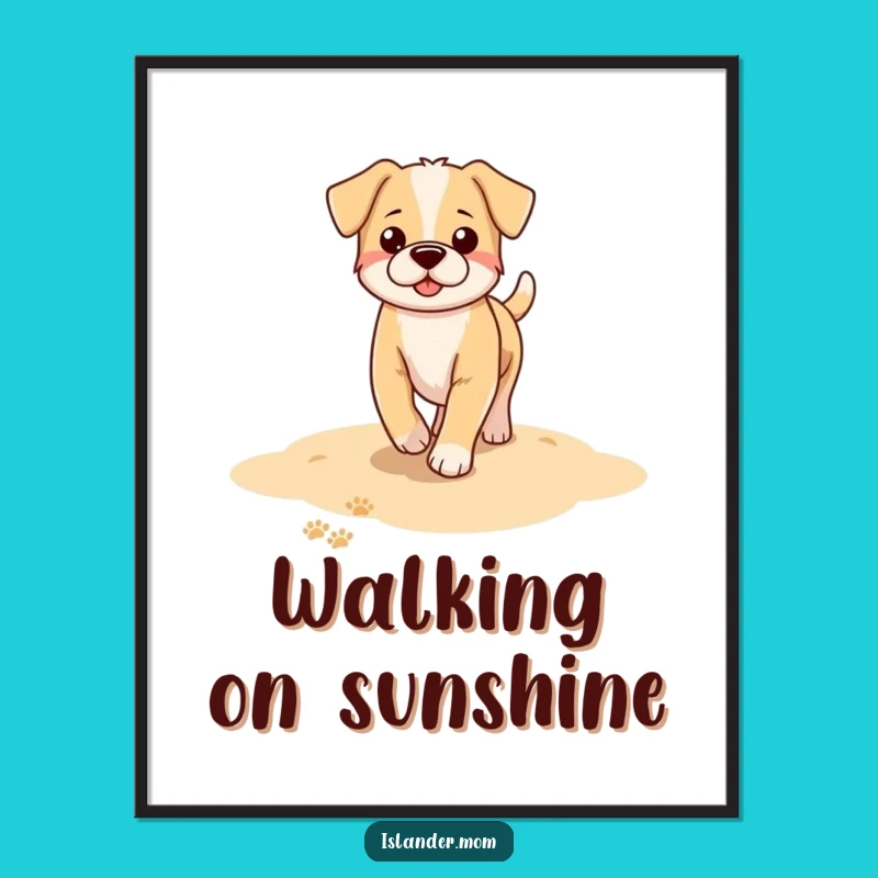 Funny Dog Beach Paw Prints Digital Art: Instant Coastal Serenity for Your Walls