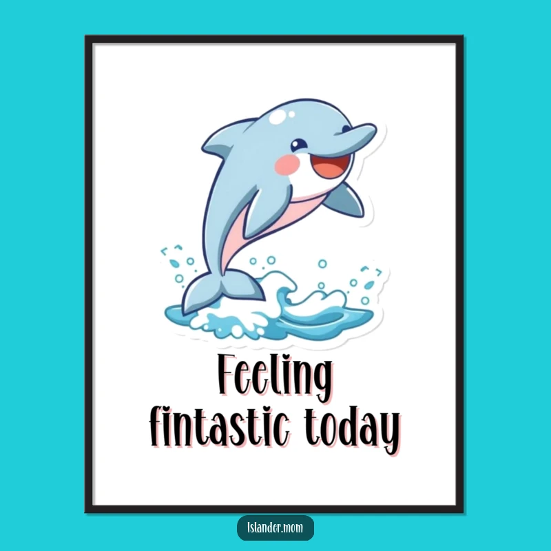 Funny Dolphin Wave Leap Digital Art: Playful Ocean Scene Funny Gift