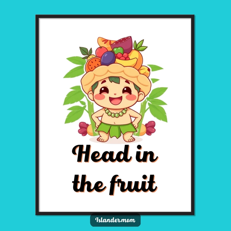 Funny Fruit Balance Wall Art: Cute Islander's Skill Brings Joy, Perfect Funny Gift