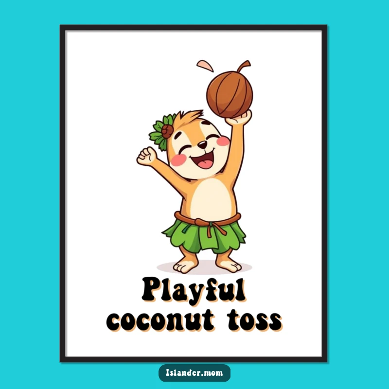Funny Islander Animal Digital Art: Coconut Toss Vibes, Instant Hilarious Gift