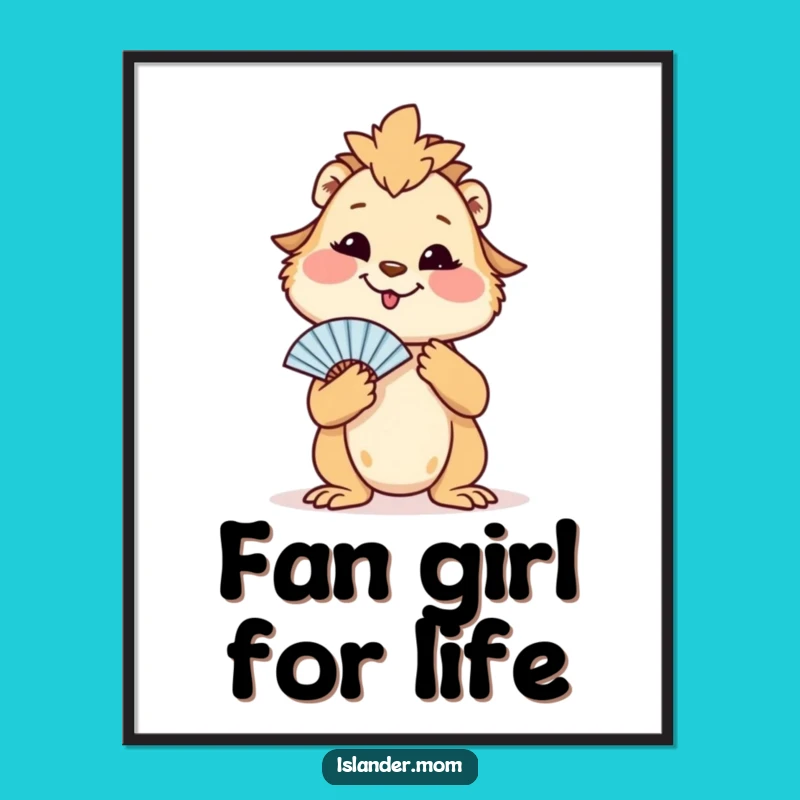 Funny Islander Mom Animal Digital Art: Fanning Smile, Instant Tropical Decor