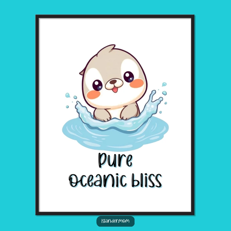Funny Kawaii Islander Animal Splashing Digital Art Print: Instant Joyful Wall Art Gift!