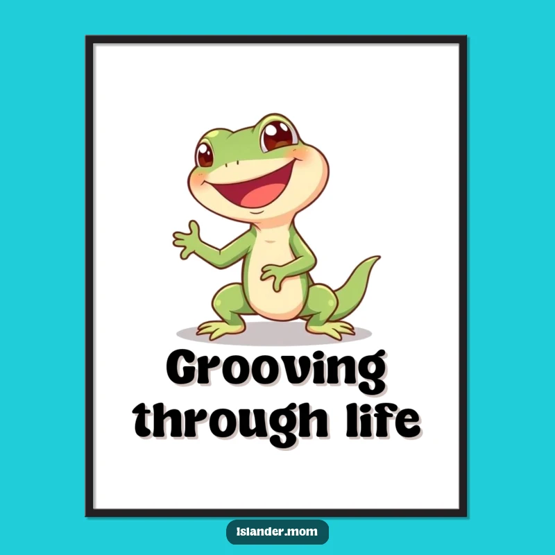 Funny Lizard Shimmy Digital Art: Giggling Reptile Print Funny Gift