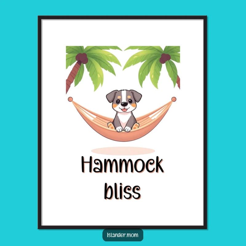 Funny Dog Hammock Digital Art - Instant Tropical Relaxation Decor