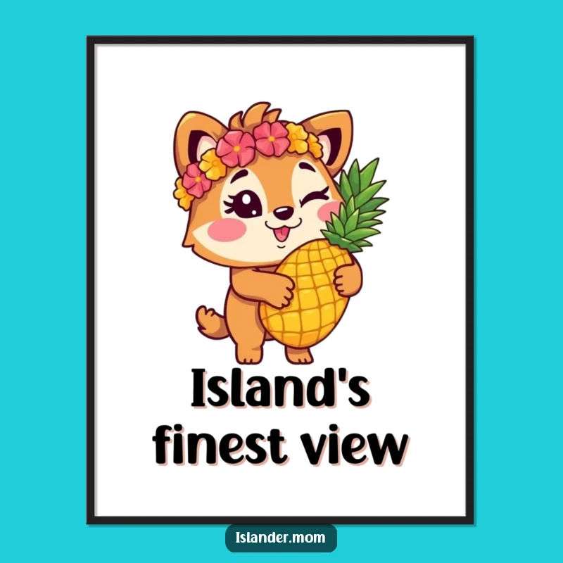 Funny Islander Animal Winking Pineapple Digital Art - Hilarious Tropical Decor Gift