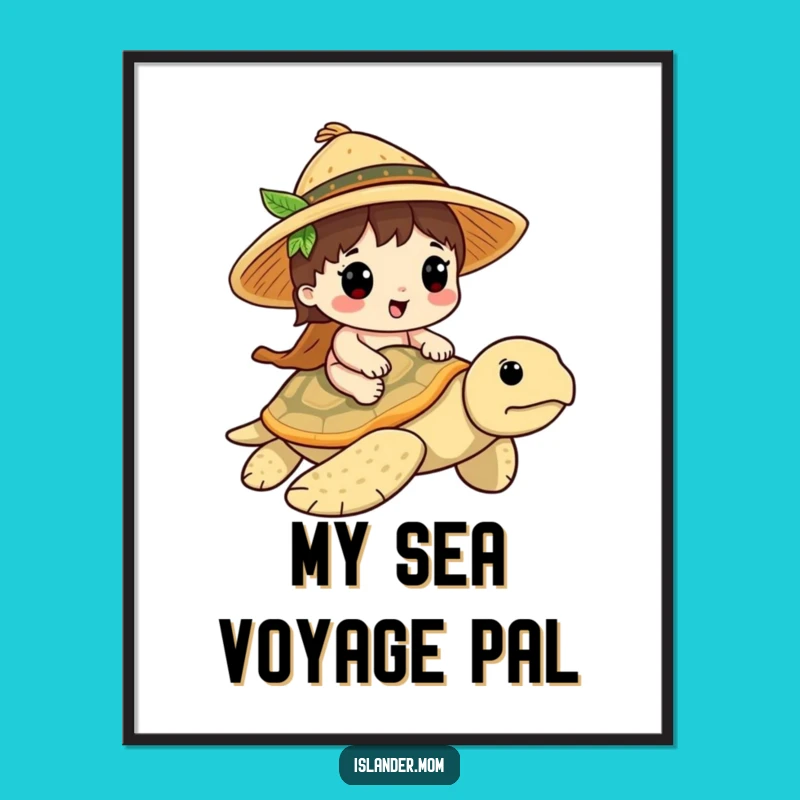 Funny Islander Turtle Rider Art: Instant Tropical Adventure Download, Perfect Humorous Decor