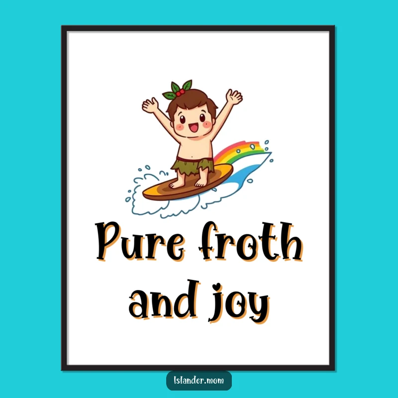 Funny Rainbow Wave Islander Digital Art - Instant Joyful Wall Decor Gift