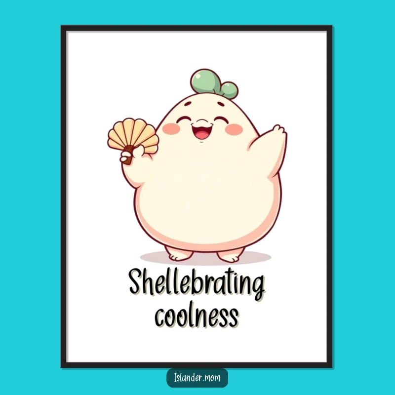 Funny Rotund Fan Character Digital Art: Instant Cheerful Decor