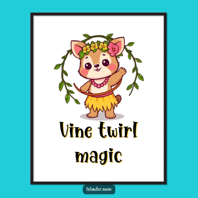 Funny Islander Animal Hula Hoop Digital Art: Instant Tropical Humor for Your Walls