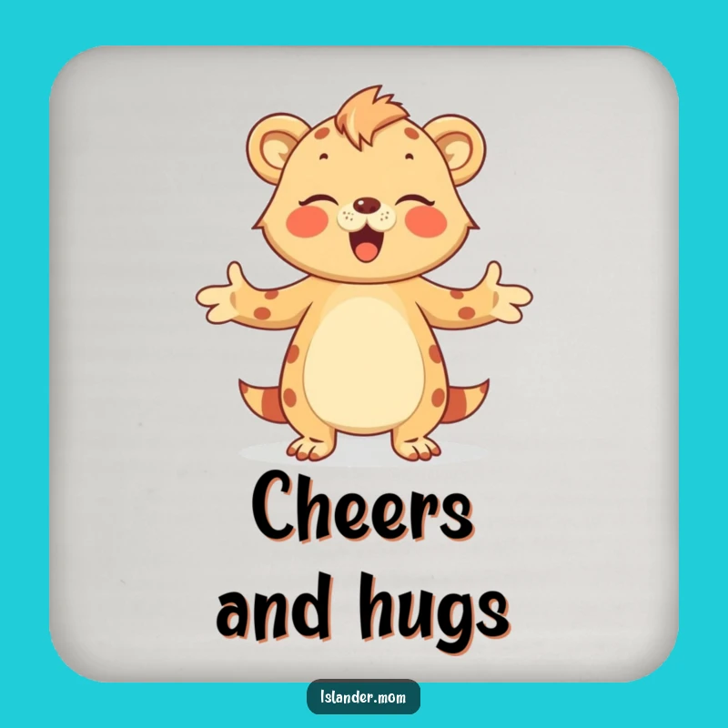 Funny Islander Mom Hug Coaster - Protect Your Surfaces with Love!