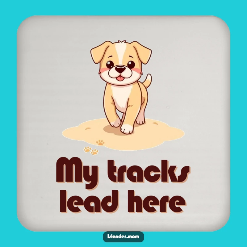 Funny Dog Beach Paw Prints Drink Coaster: Protect Surfaces with Coastal Charm