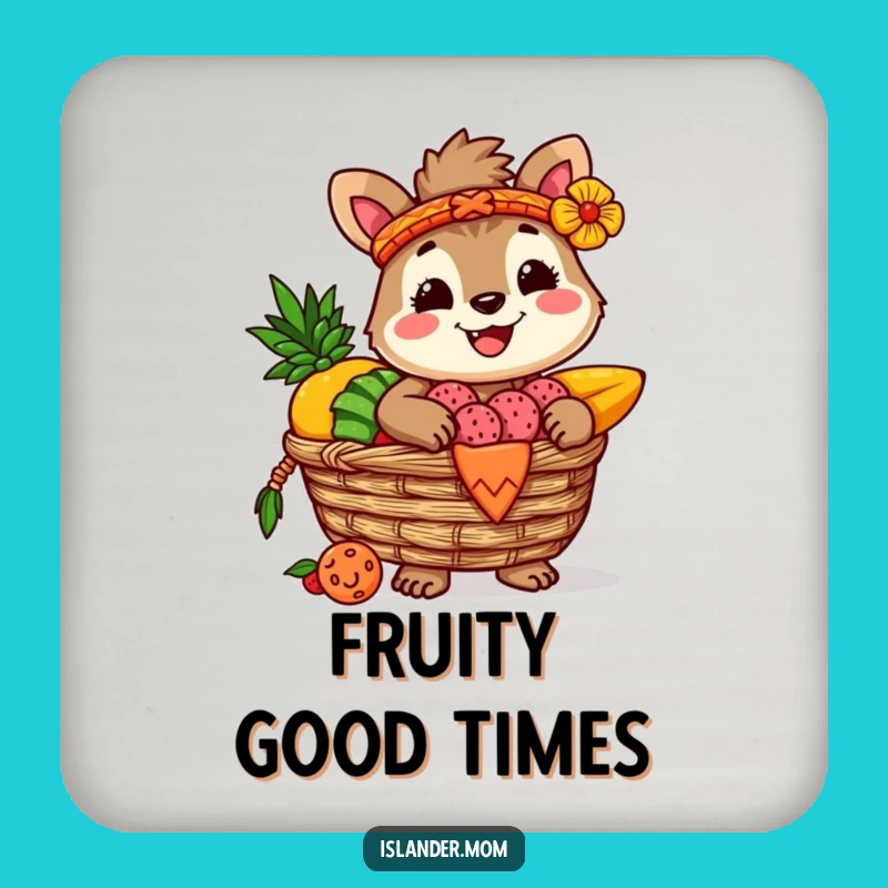 Funny Islander Animal Coaster: Tropical Fruit Basket Protection, Unique Hilarious Gift
