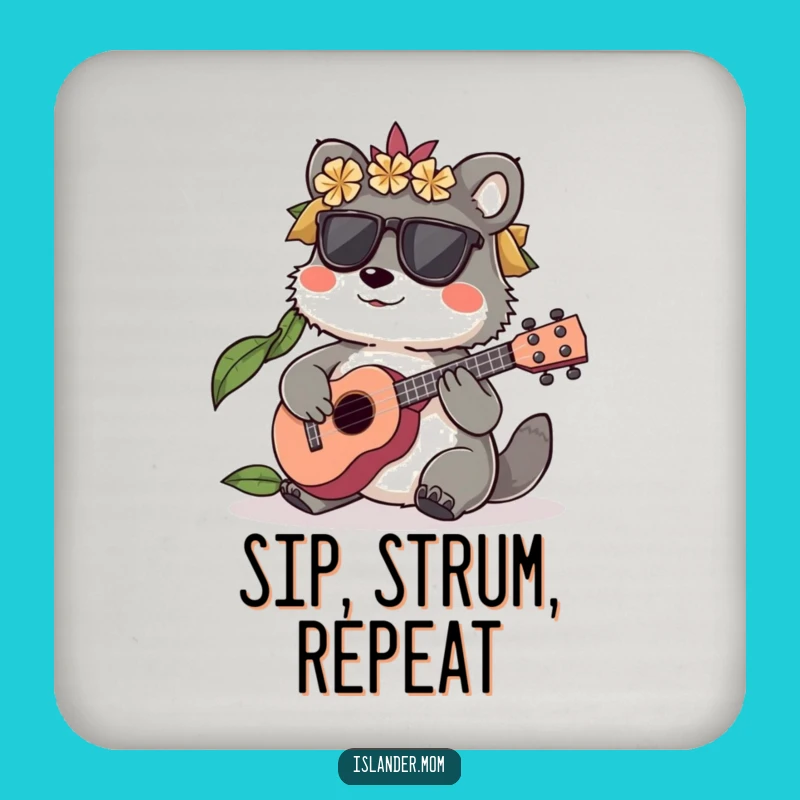 Funny Islander Animal Coasters: Ukulele Player for Musical Table Decor
