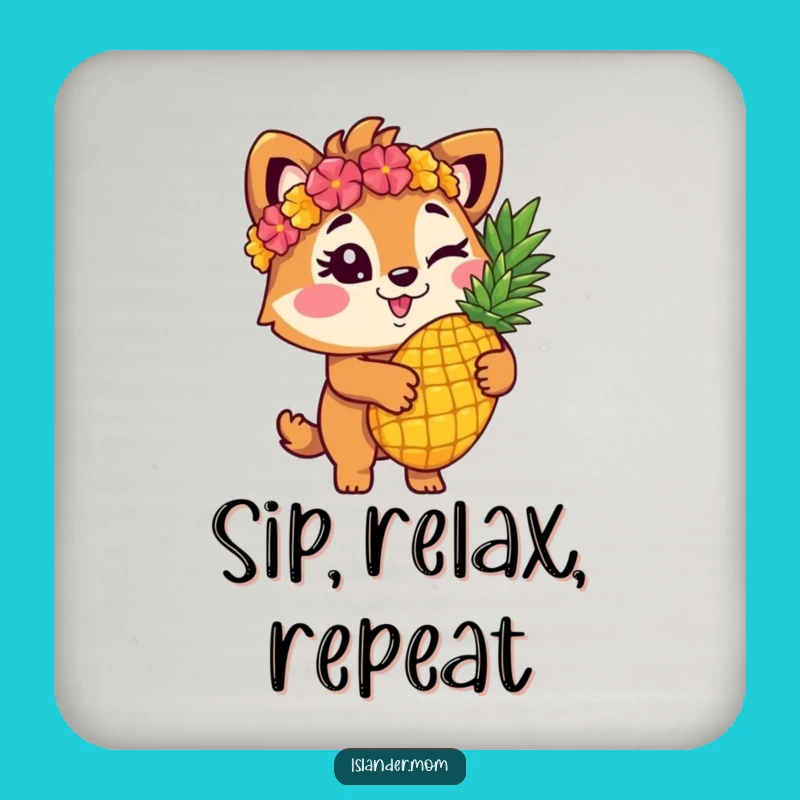 Funny Islander Animal Winking Pineapple Coaster - Hilarious Tropical Table Protection Gift